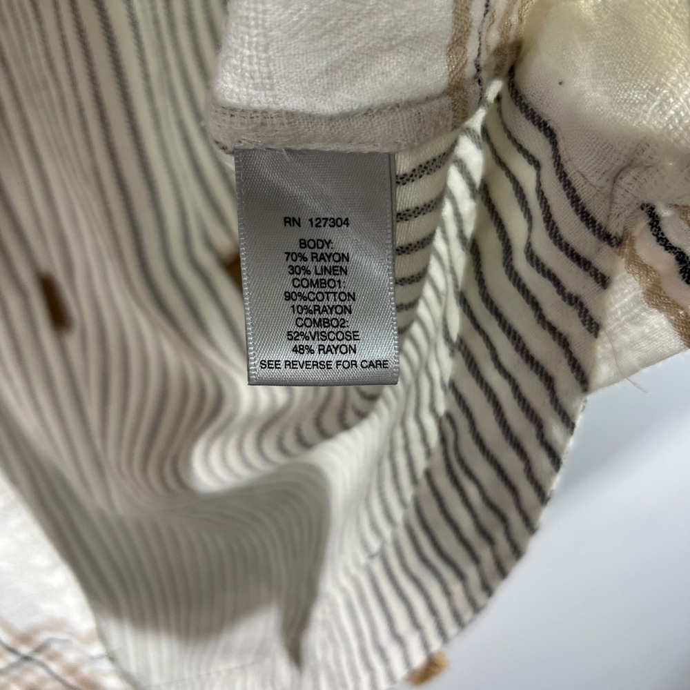 John Mark Soft Plaid Floral Button Shirt Long Sleeve M White Tan Black - Picture 6 of 9